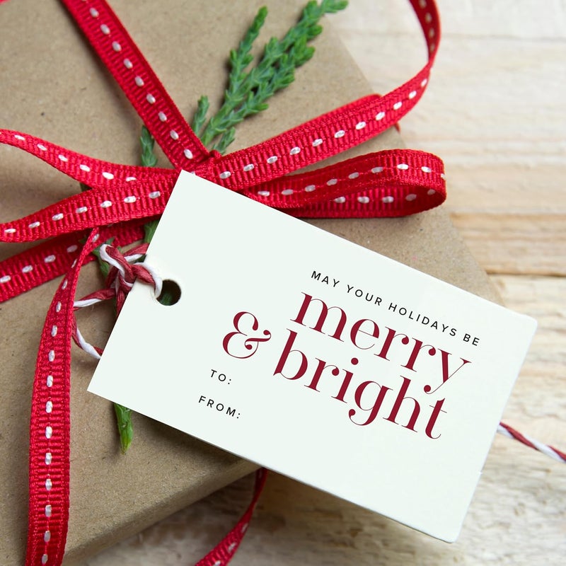 ThreeKin Collective ThreeKin Pack of 50 Christmas Gift Tags, 2 x 3.25 Rectangle Tag with Pre-Punched Hole, Perfect Hanging Tags for Holiday Gifts, Christmas Presents, Events and Celebrations | Gift Wrap Tags - Image 3